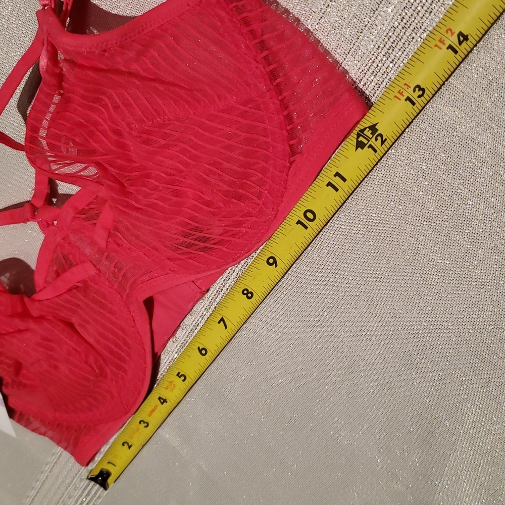 Felina NEW 'Niki' Strap Neck Unlined Demi Bra NWT Women's 34D Pink Red Sexy HP🎉 - Picture 11 of 15